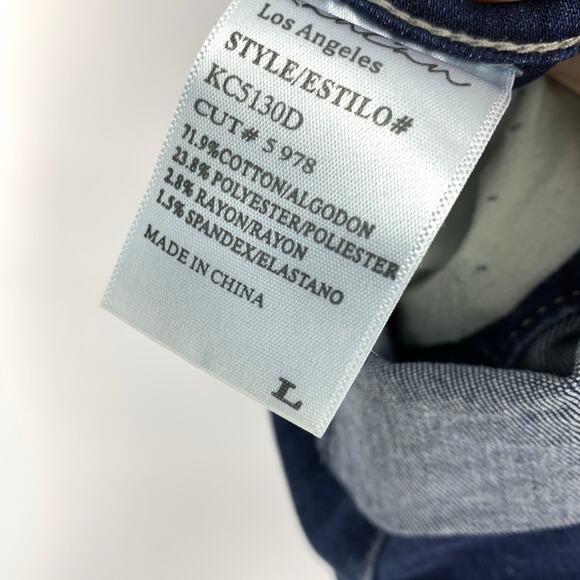 KanCan Shortall Cross Back Womens Size Large Overall Shorts Distressed Denim - Picture 7 of 7